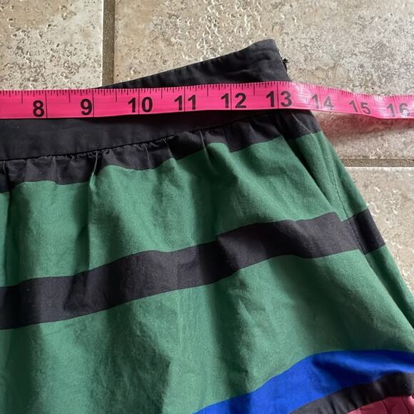 STAUD Sea Tiered Striped Stretch cotton Midi Skirt Multi Formentera Stripe - Picture 13 of 16